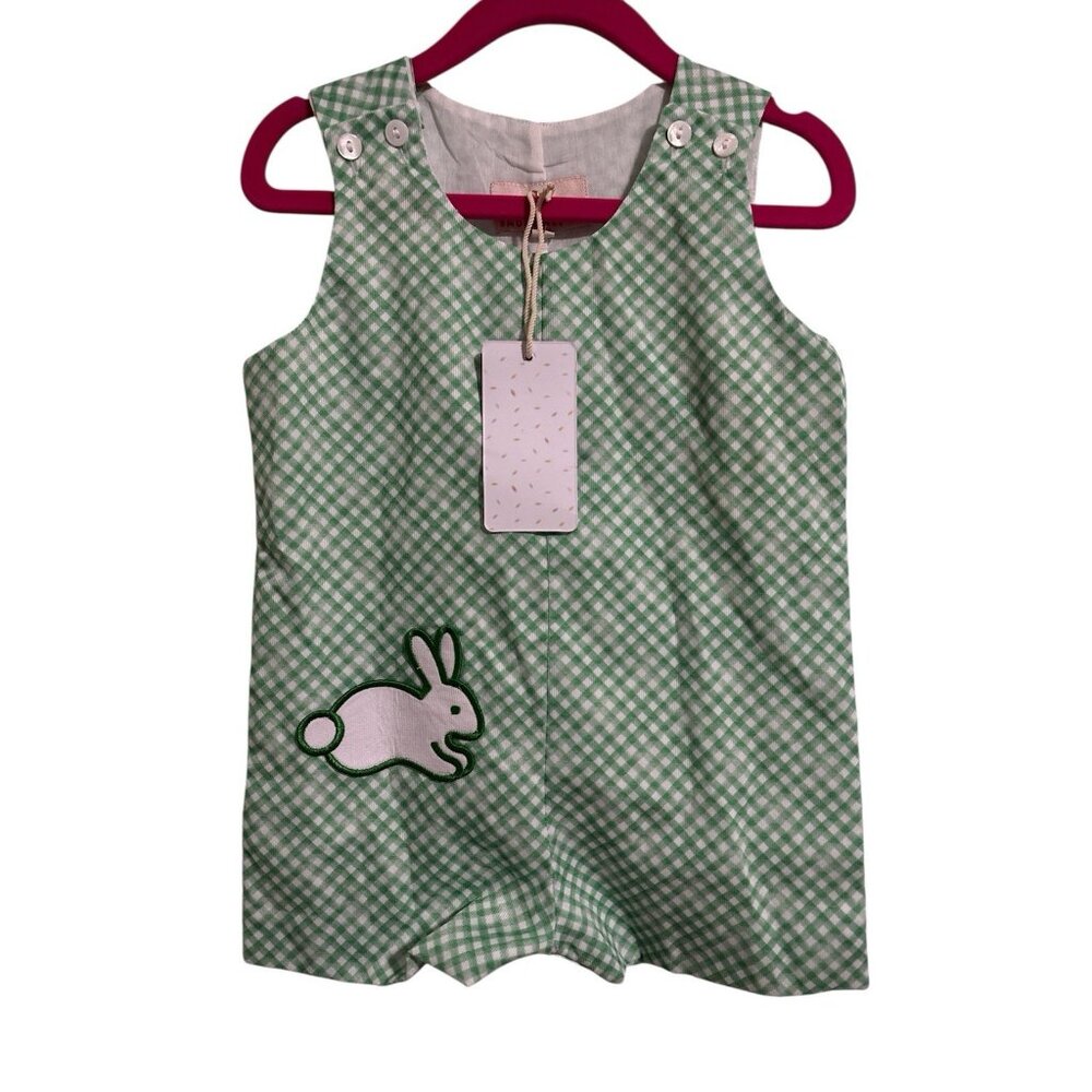 SMOCKINGBIRD Jon Jon Romper Overalls Infant 12M 12 Months Bunny Easter New